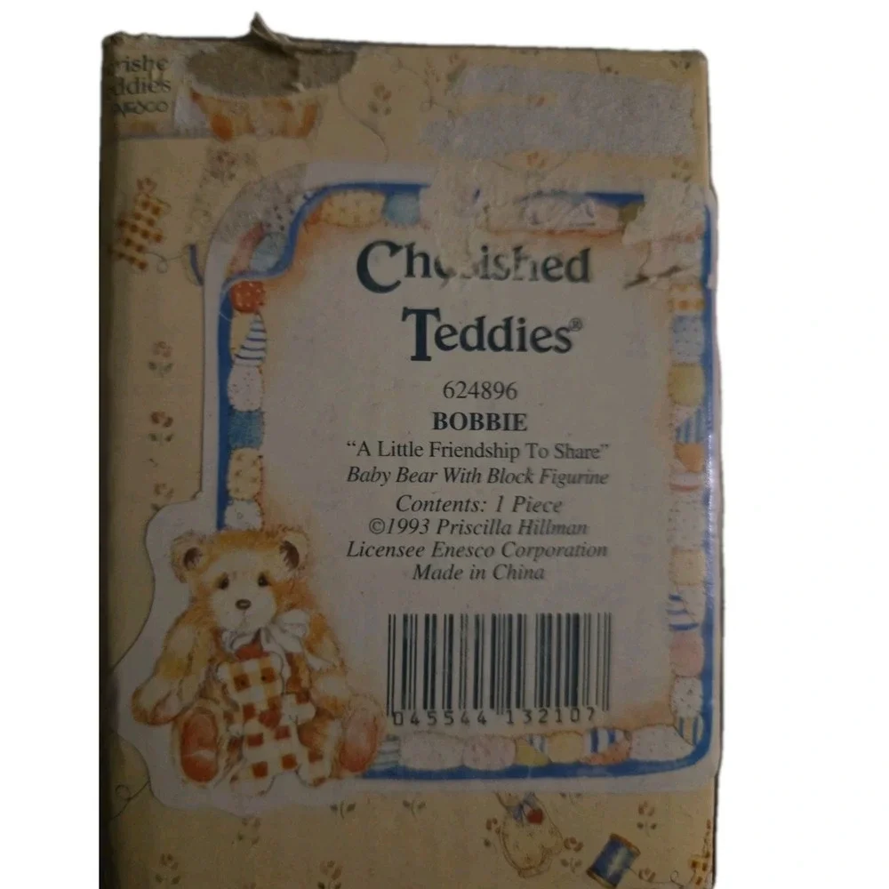 Cherished Teddies Bobbie Figurine‎ 624896 1993 Enesco w/ Box & Certificate